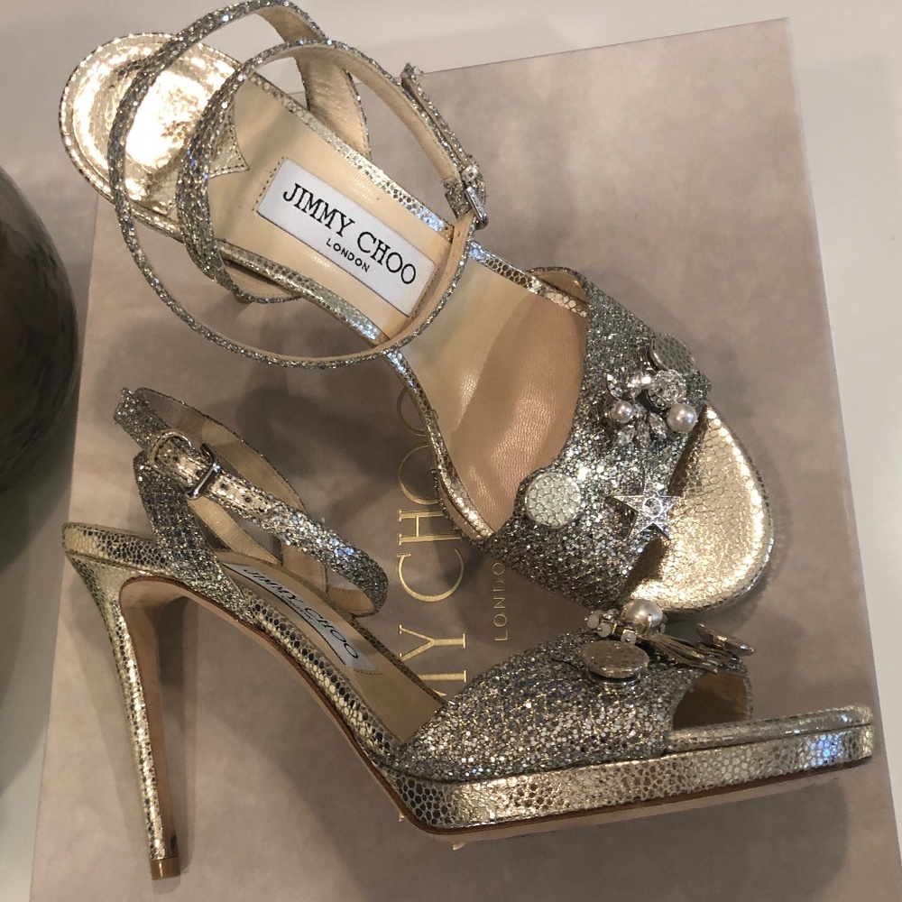 Jimmy Choo Electra 100 High Heel w/Jeweled Buttons
